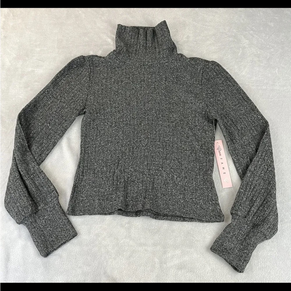 Crave Fame Juniors Ribbed Turtleneck long sleeve sweater Gray Size Small